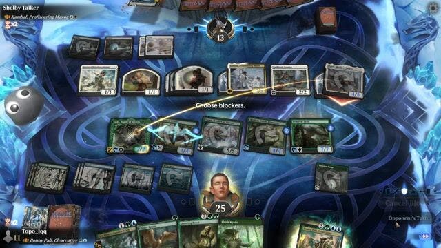Watch MTG Arena Video Replay - Bonny Pall, Clearcutter by Topo_Iqq VS Kambal, Profiteering Mayor by Shelby Talker - MWM Brawl Builder