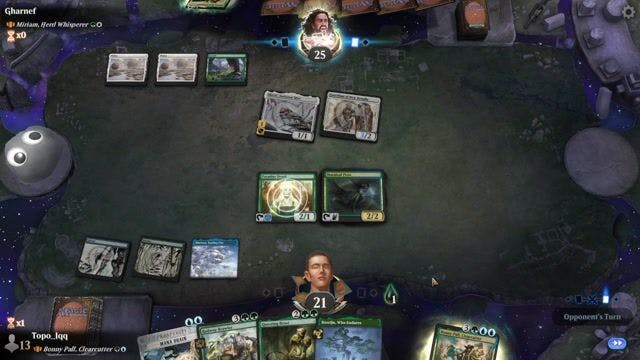 Watch MTG Arena Video Replay - Bonny Pall, Clearcutter by Topo_Iqq VS Miriam, Herd Whisperer by Gharnef - MWM Brawl Builder
