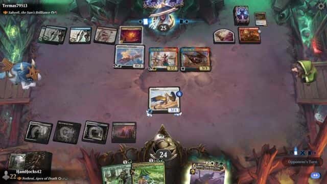 Watch MTG Arena Video Replay - Nethroi, Apex of Death by HamHocks42 VS Saheeli, the Sun's Brilliance by Termas79513 - Historic Brawl Challenge Match