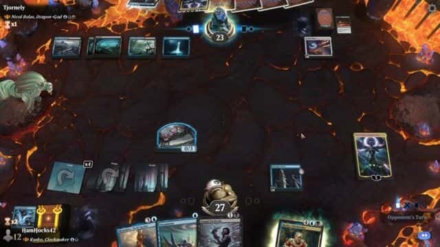 Watch MTG Arena Video Replay - Rusko, Clockmaker by HamHocks42 VS Nicol Bolas, Dragon-God by Tjornely - Historic Brawl