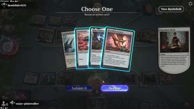 Watch MTG Arena Video Replay - Azorius Artifacts by tayjay-plainswalker VS Mono White Midrange by Hendrikdev0151 - Historic Ranked