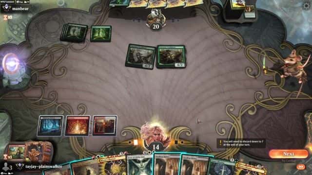 Watch MTG Arena Video Replay - Mardu Control by tayjay-plainswalker VS Mono Green Midrange by manbear - Historic Ranked