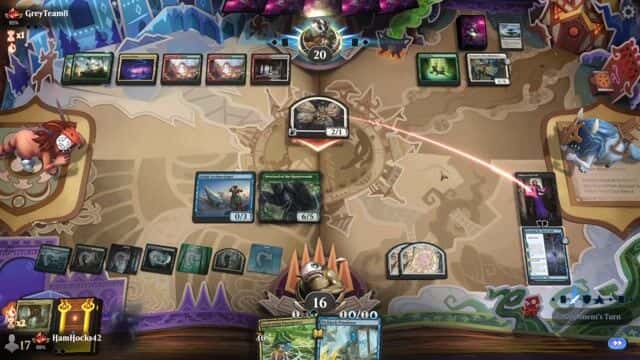 Watch MTG Arena Video Replay - Sultai Midrange by HamHocks42 VS Selesnya Midrange by GreyTeam8 - Standard Traditional Ranked