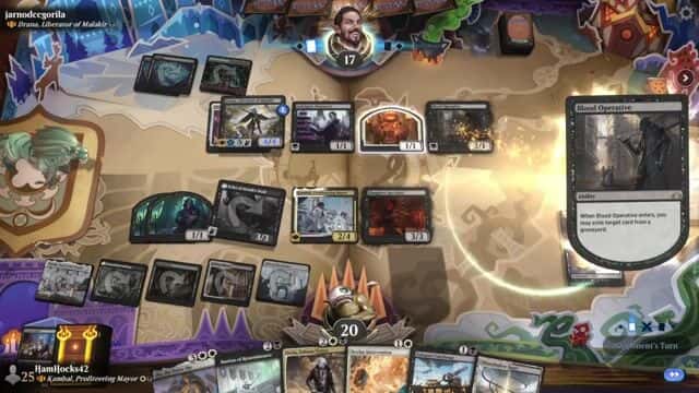 Watch MTG Arena Video Replay - Kambal, Profiteering Mayor by HamHocks42 VS Drana, Liberator of Malakir by jarnodccgorila - Historic Brawl Challenge Match