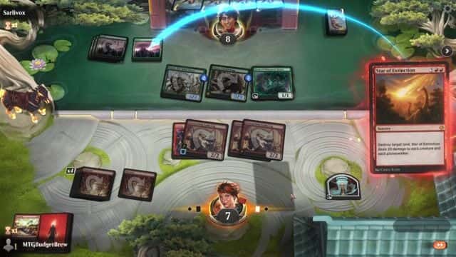 Watch MTG Arena Video Replay - Mono Red Control by MTGBudgetBrew VS Mono Green Aggro by Sarlivox - Historic Play