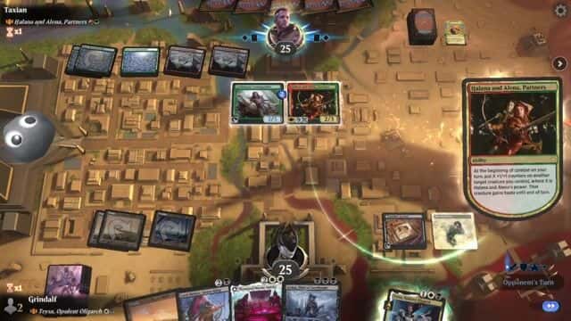 Watch MTG Arena Video Replay - Rogue by Grindalf VS Halana and Alena, Partners by Taxian - Historic Brawl