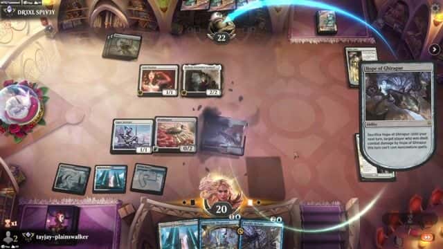 Watch MTG Arena Video Replay - Azorius Artifacts by tayjay-plainswalker VS Mono White Midrange by DR3XL SP1V3Y - Historic Ranked