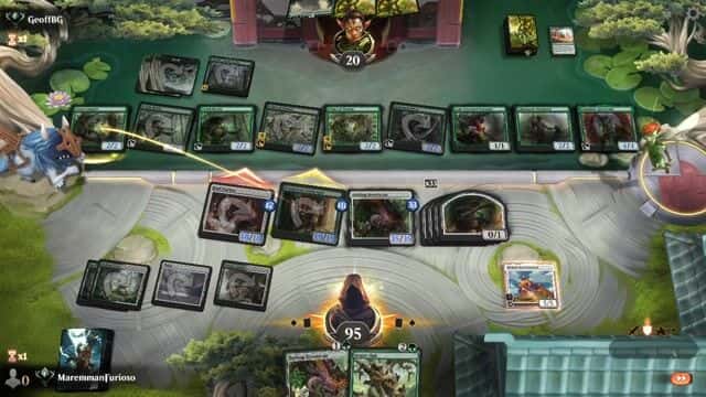 Watch MTG Arena Video Replay - Selesnya Aggro by MaremmanFurioso VS Mono Green Aggro by GeoffBG - Historic Ranked