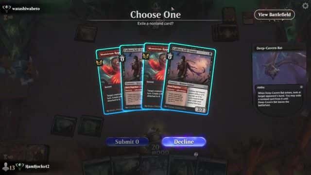 Watch MTG Arena Video Replay - Dimir Midrange by HamHocks42 VS Mono Red Midrange by watashiwabeto - Standard Ranked