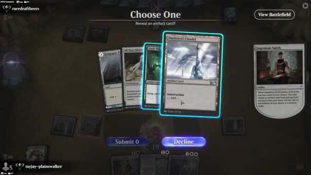 Watch MTG Arena Video Replay - Azorius Artifacts by tayjay-plainswalker VS Mono Green by raredraftbeers - Historic Ranked