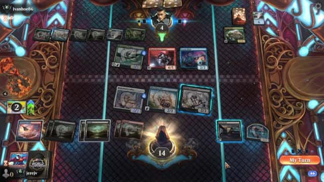 Watch MTG Arena Video Replay - UBRG Midrange by jerejv VS Sultai Midrange by Ivanhoe86 - Premier Draft Ranked