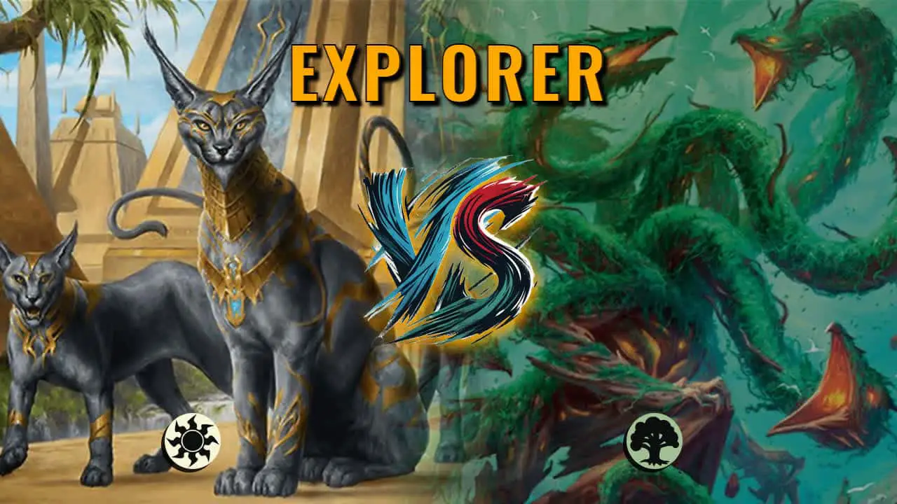 Watch MTG Arena Explorer Video - Mono White Aggro by Khat VS Mono Green Midrange by Blackcore - 2be415