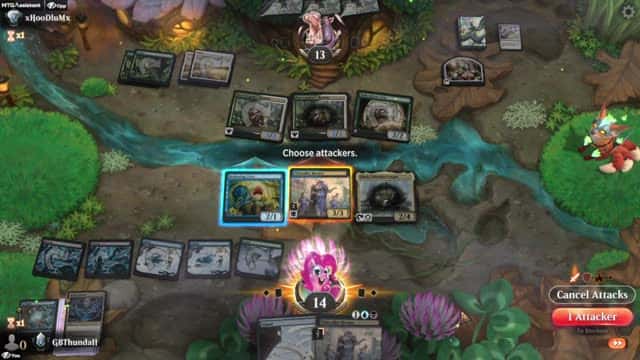 Watch MTG Arena Video Replay - Sultai Midrange by GBThundaII VS Selesnya Aggro by xHooDluMx - Quick Draft Ranked