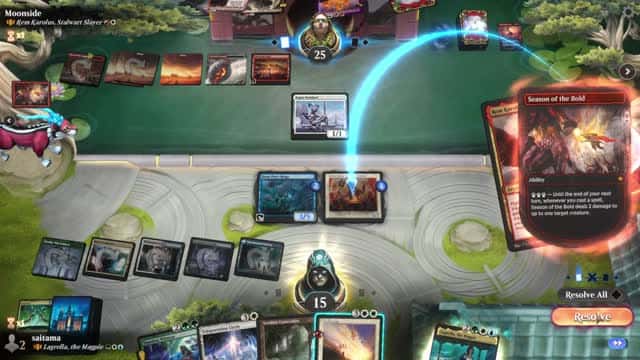 Watch MTG Arena Video Replay - Lagrella, the Magpie by saitama VS Rem Karolus, Stalwart Slayer by Moonside - Historic Brawl