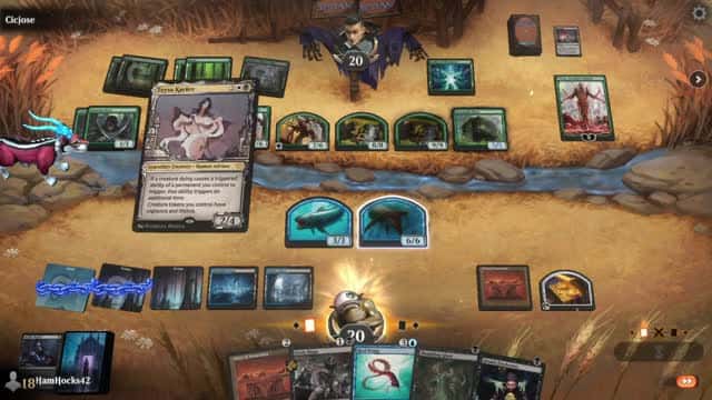 Watch MTG Arena Video Replay - Dimir Midrange by HamHocks42 VS Mono Green Midrange by Cicjose - Historic Challenge Match