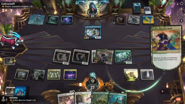 Watch MTG Arena Video Replay - Sythis, Harvest's Hand by saitama VS Tamiyo, Inquisitive Student by CodysseusPI - Historic Brawl