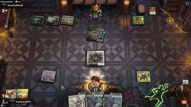 Watch MTG Arena Video Replay - Mono White Midrange by ToneLoc1899 VS Selesnya Midrange by KesatLaGirafe - Standard Ranked