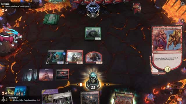 Watch MTG Arena Video Replay - Alesha, Who Laughs at Fate by saitama VS Lumra, Bellow of the Woods by Synnaq - Historic Brawl