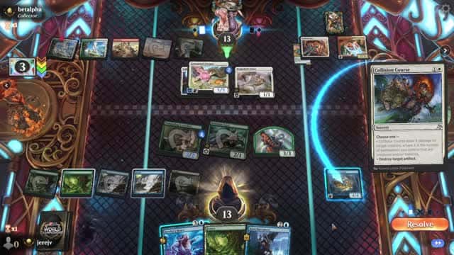 Watch MTG Arena Video Replay - Sultai Midrange by jerejv VS Naya Midrange by betalpha - Premier Draft Ranked