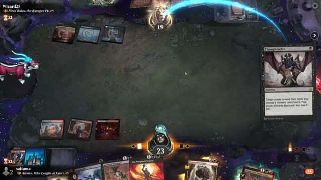 Watch MTG Arena Video Replay - Alesha, Who Laughs at Fate by saitama VS Nicol Bolas, the Ravager by Wizard25 - Historic Brawl