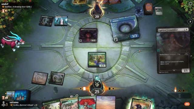 Watch MTG Arena Video Replay - Sythis, Harvest's Hand by saitama VS Raffine, Scheming Seer by undef - Historic Brawl