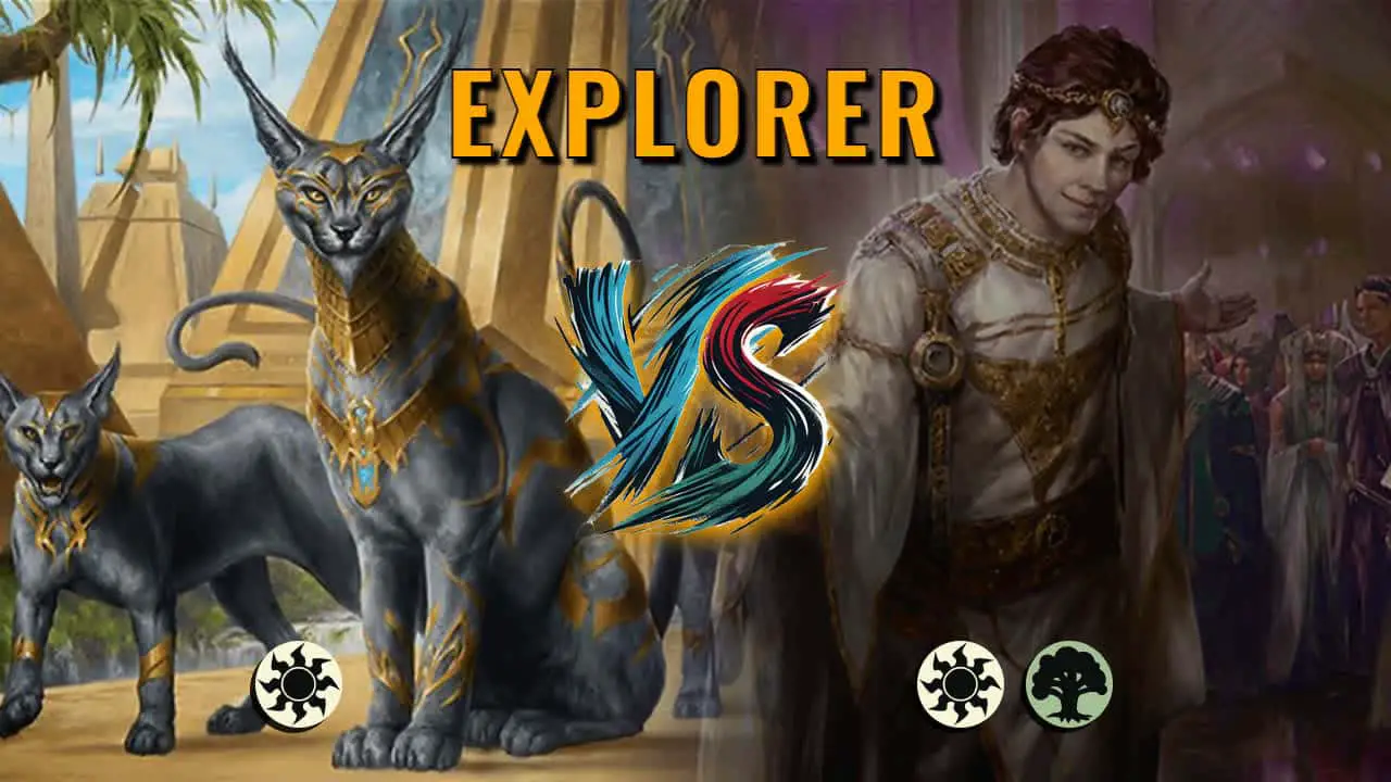 Watch MTG Arena Explorer Video - Mono White Aggro by Khat VS Selesnya Midrange by 420wizard - d08593