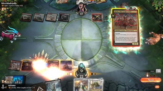 Watch MTG Arena Video Replay - Alesha, Who Laughs at Fate by saitama VS Tajic, Legion's Valor by Silverbladepally - Historic Brawl