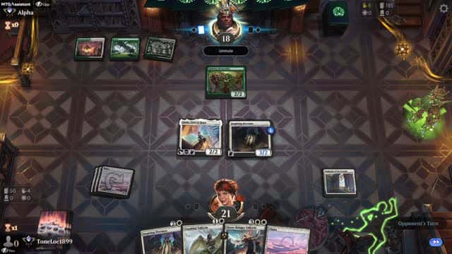 Watch MTG Arena Video Replay - Mono White Midrange by ToneLoc1899 VS Selesnya Aggro by Alpha - Standard Ranked