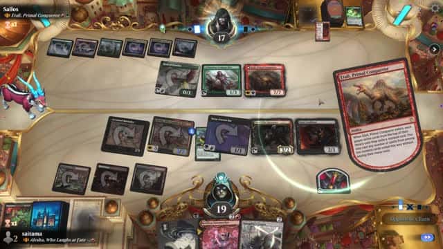 Watch MTG Arena Video Replay - Alesha, Who Laughs at Fate by saitama VS Etali, Primal Conqueror by Sallos - Historic Brawl