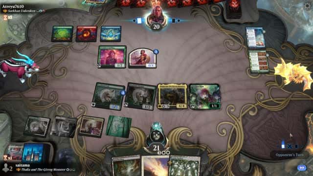 Watch MTG Arena Video Replay - Thalia and The Gitrog Monster by saitama VS Sarkhan Unbroken by Atreyu7610 - Historic Brawl