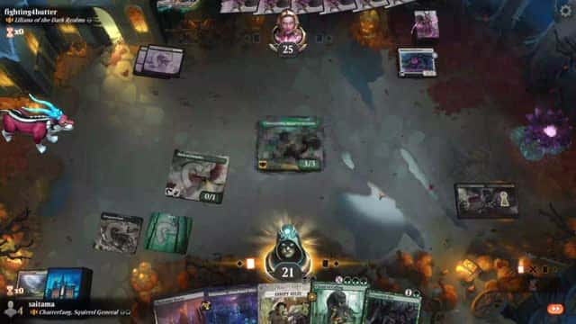 Watch MTG Arena Video Replay - Chatterfang, Squirrel General by saitama VS Liliana of the Dark Realms by fighting4butter - Historic Brawl