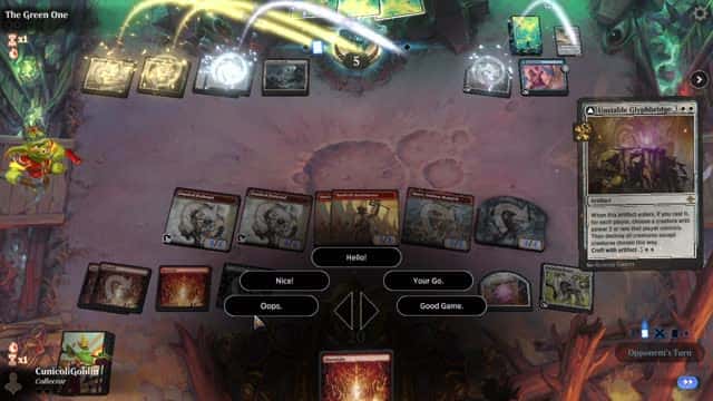 Watch MTG Arena Video Replay - Mono Red Aggro by CunicoliGoblin VS Azorius Midrange by The Green One - Traditional Standard Play