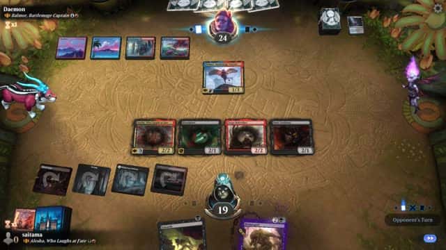 Watch MTG Arena Video Replay - Alesha, Who Laughs at Fate by saitama VS Balmor, Battlemage Captain by Daemon - Historic Brawl