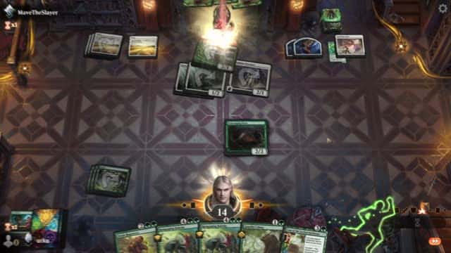 Watch MTG Arena Video Replay - Mono Green Midrange by utku VS Mono White Midrange by MaveTheSlayer - Standard Ranked