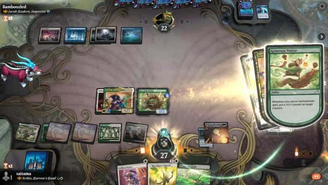 Watch MTG Arena Video Replay - Sythis, Harvest's Hand by saitama VS Jacob Hauken, Inspector by Bamboozled - Historic Brawl