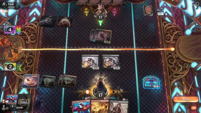 Watch MTG Arena Video Replay - UBRG Midrange by jerejv VS Rakdos Aggro by Tuck - Premier Draft Ranked