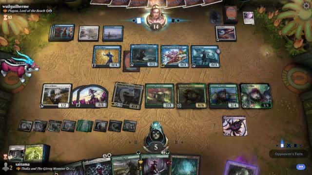 Watch MTG Arena Video Replay - Thalia and The Gitrog Monster by saitama VS Plagon, Lord of the Beach by wuilguilherme - Historic Brawl