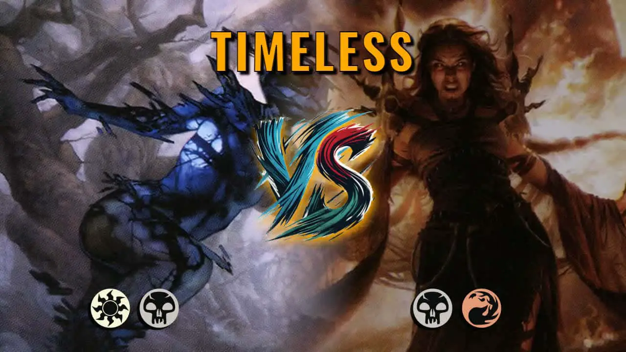 Watch MTG Arena Timeless Video - Orzhov Midrange by saitama VS Rakdos Aggro by zoocomics - a04863