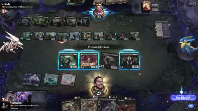 Watch MTG Arena Video Replay - Sorin of House Markov by Numbskull VS Abomination of Llanowar by Icoindy - Historic Brawl