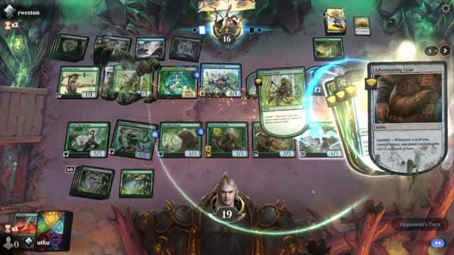 Watch MTG Arena Video Replay - Mono Green Midrange by utku VS Simic Aggro by rweston - Standard Ranked