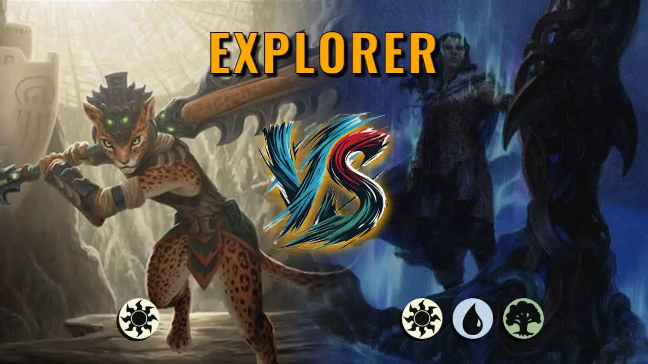 Watch MTG Arena Explorer Video - Mono White Aggro by Khat VS Bant Midrange by Allatross - d48b9b