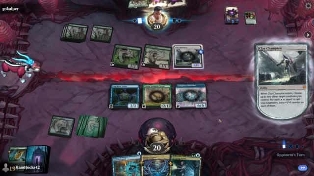 Watch MTG Arena Video Replay - Simic Midrange by HamHocks42 VS Mono Green Aggro by gokalper - Standard Challenge Match