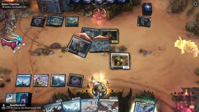 Watch MTG Arena Video Replay - Kastral, the Windcrested by HamHocks42 VS Rusko, Clockmaker by Kaiser Emotion - Historic Brawl Challenge Match