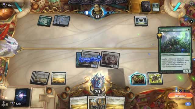 Watch MTG Arena Video Replay - Mono White Aggro by Khat VS Simic Midrange by Alex - Explorer Ranked