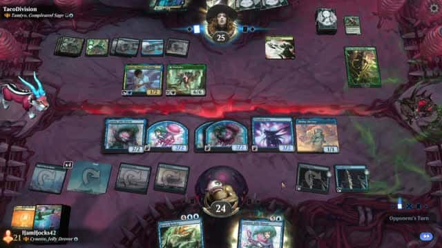 Watch MTG Arena Video Replay - Cynette, Jelly Drover by HamHocks42 VS Tamiyo, Compleated Sage by TacoDivision - Historic Brawl Challenge Match