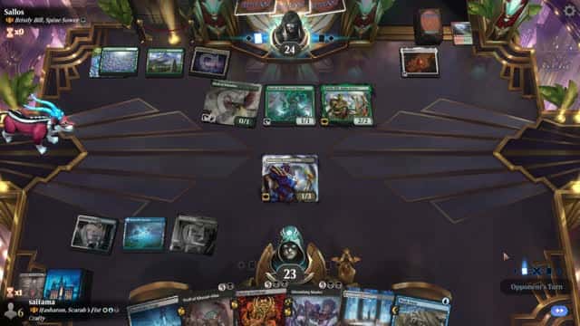 Watch MTG Arena Video Replay - Hashaton, Scarab's Fist by saitama VS Bristly Bill, Spine Sower by Sallos - Historic Brawl