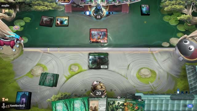 Watch MTG Arena Video Replay - Mono Green Aggro by HamHocks42 VS Gruul Aggro by maglio - Historic Play