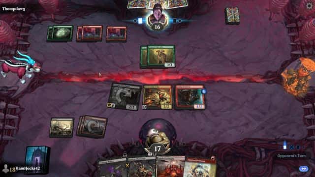 Watch MTG Arena Video Replay - Rakdos Midrange by HamHocks42 VS Gruul Midrange by Thompdawg - Standard Challenge Match