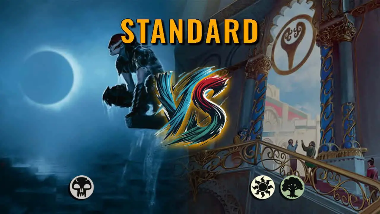 Watch MTG Arena Standard Video - Mono Black Midrange by ToneLoc1899 VS Selesnya Midrange by eosine - 0e3527