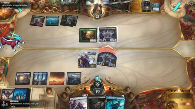 Watch MTG Arena Video Replay - Hashaton, Scarab's Fist by saitama VS A-Nadu, Winged Wisdom by symmd - Historic Brawl